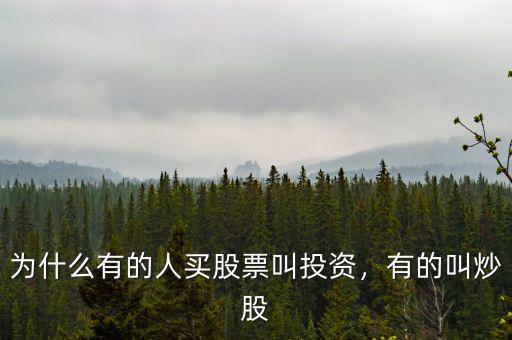 為什么有的人買股票叫投資，有的叫炒股