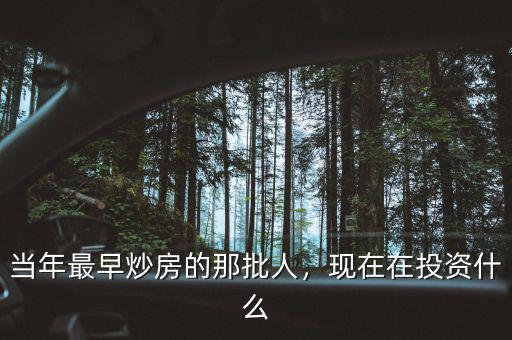當(dāng)年最早炒房的那批人，現(xiàn)在在投資什么