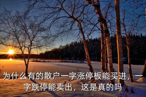 為什么有的散戶一字漲停板能買進(jìn)，一字跌停能賣出，這是真的嗎