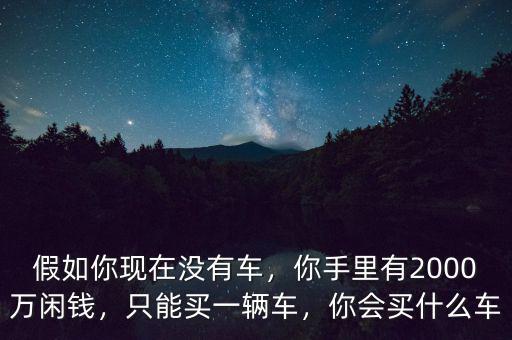 假如你現(xiàn)在沒有車，你手里有2000萬閑錢，只能買一輛車，你會買什么車