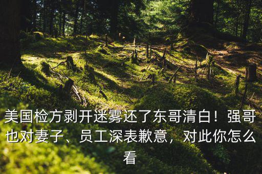 美國檢方剝開迷霧還了東哥清白！強(qiáng)哥也對妻子、員工深表歉意，對此你怎么看