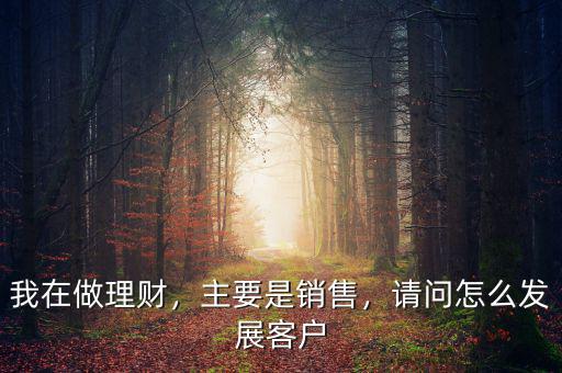 我在做理財(cái)，主要是銷售，請(qǐng)問(wèn)怎么發(fā)展客戶