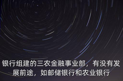 銀行組建的三農(nóng)金融事業(yè)部，有沒有發(fā)展前途，如郵儲(chǔ)銀行和農(nóng)業(yè)銀行