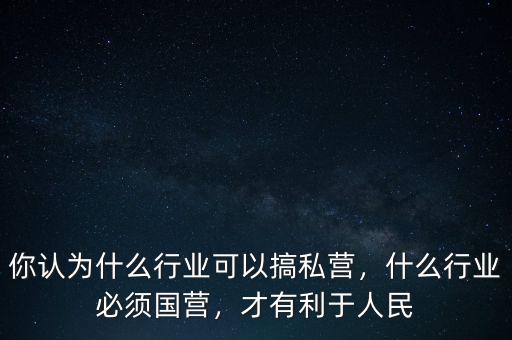你認(rèn)為什么行業(yè)可以搞私營，什么行業(yè)必須國營，才有利于人民