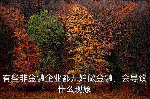 有些非金融企業(yè)都開(kāi)始做金融，會(huì)導(dǎo)致什么現(xiàn)象