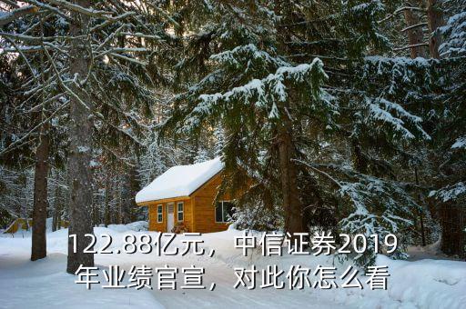 122.88億元，中信證券2019年業(yè)績官宣，對此你怎么看