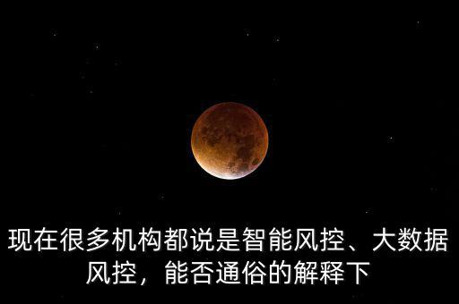 現(xiàn)在很多機構(gòu)都說是智能風(fēng)控、大數(shù)據(jù)風(fēng)控，能否通俗的解釋下