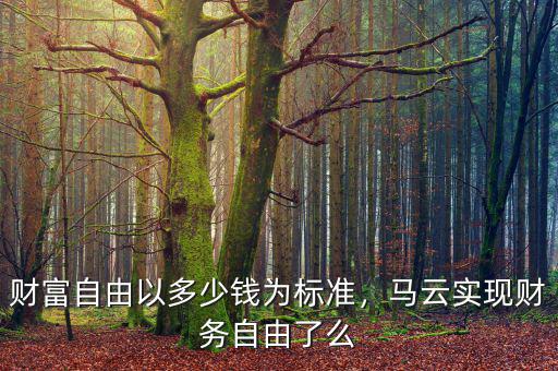 財富自由以多少錢為標準，馬云實現(xiàn)財務自由了么