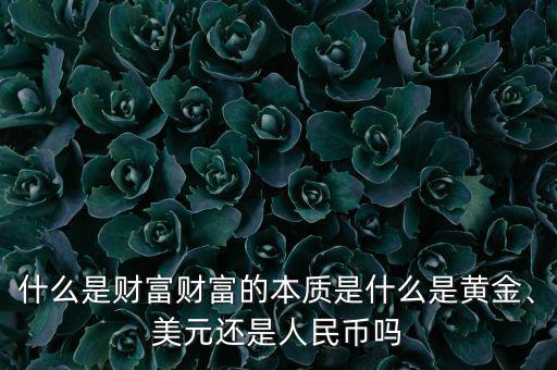 什么是財富財富的本質(zhì)是什么是黃金、美元還是人民幣嗎