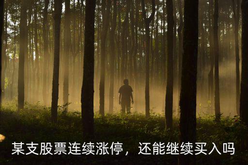 某支股票連續(xù)漲停，還能繼續(xù)買入嗎