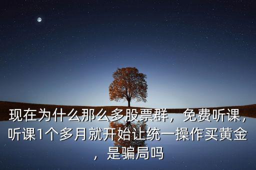 現(xiàn)在為什么那么多股票群，免費(fèi)聽課，聽課1個(gè)多月就開始讓統(tǒng)一操作買黃金，是騙局嗎