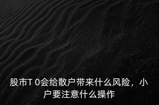 股市T 0會給散戶帶來什么風(fēng)險，小戶要注意什么操作