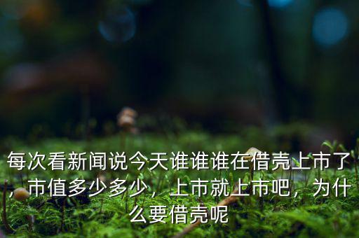 每次看新聞?wù)f今天誰誰誰在借殼上市了，市值多少多少，上市就上市吧，為什么要借殼呢