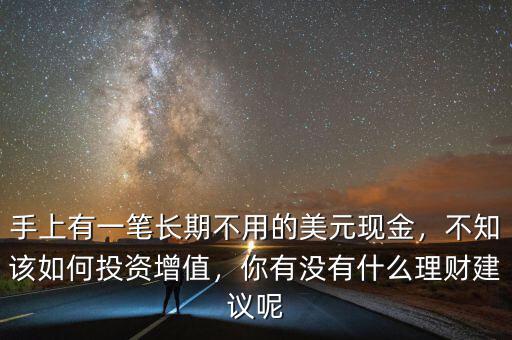 手上有一筆長期不用的美元現(xiàn)金，不知該如何投資增值，你有沒有什么理財建議呢