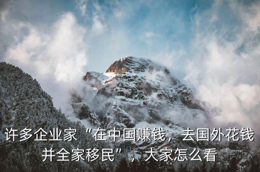 許多企業(yè)家“在中國(guó)賺錢(qián)，去國(guó)外花錢(qián)并全家移民”，大家怎么看