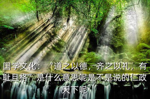 國(guó)學(xué)文化：“道之以德，齊之以禮，有恥且格”是什么意思呢是不是說(shuō)的仁政天下呢