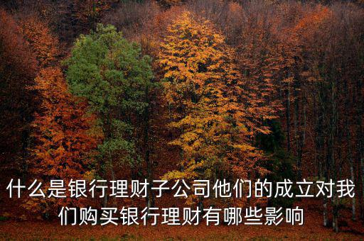 什么是銀行理財(cái)子公司他們的成立對(duì)我們購(gòu)買(mǎi)銀行理財(cái)有哪些影響