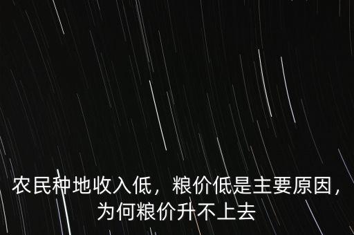農(nóng)民種地收入低，糧價(jià)低是主要原因，為何糧價(jià)升不上去