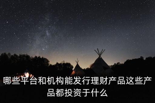 哪些平臺和機構能發(fā)行理財產品這些產品都投資于什么