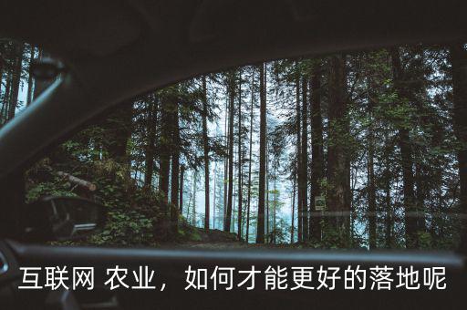 互聯(lián)網(wǎng) 農(nóng)業(yè)，如何才能更好的落地呢