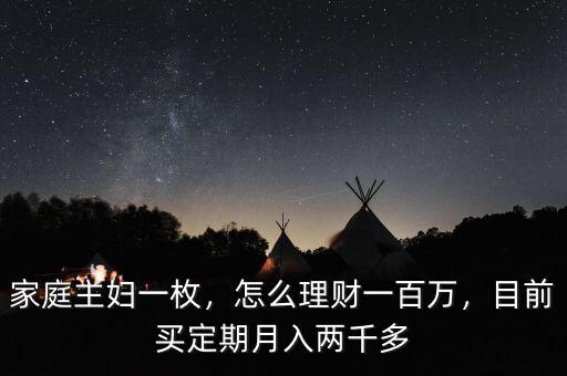 家庭主婦一枚，怎么理財一百萬，目前買定期月入兩千多