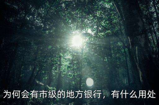 為何會有市級的地方銀行，有什么用處