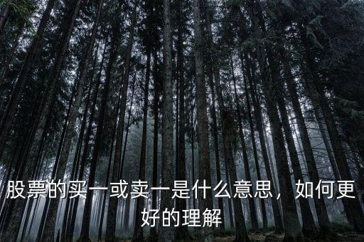 股票的買(mǎi)一或賣(mài)一是什么意思，如何更好的理解