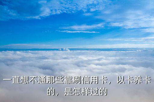 一直想不通那些靠刷信用卡，以卡養(yǎng)卡的，是怎樣過的