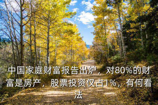 中國家庭財富報告出爐，對80%的財富是房產(chǎn)，股票投資僅占1%，有何看法