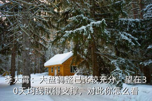李大霄：大盤調(diào)整已比較充分，望在30天均線取得支撐，對此你怎么看