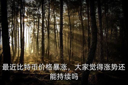 最近比特幣價格暴漲，大家覺得漲勢還能持續(xù)嗎