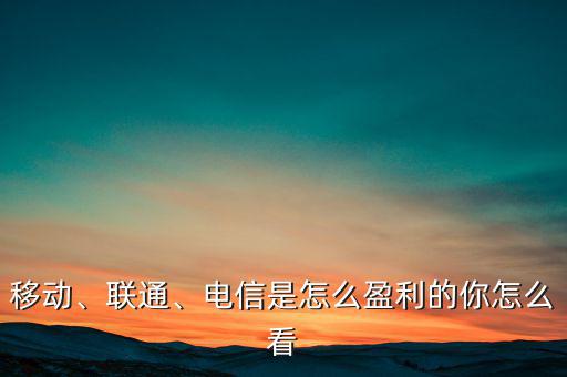 移動、聯(lián)通、電信是怎么盈利的你怎么看