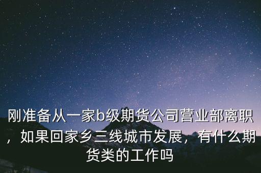 剛準(zhǔn)備從一家b級(jí)期貨公司營(yíng)業(yè)部離職，如果回家鄉(xiāng)三線城市發(fā)展，有什么期貨類的工作嗎