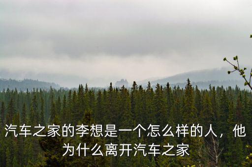 汽車之家的李想是一個怎么樣的人，他為什么離開汽車之家
