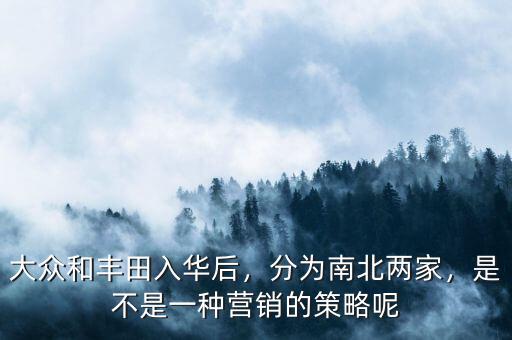大眾和豐田入華后，分為南北兩家，是不是一種營(yíng)銷(xiāo)的策略呢