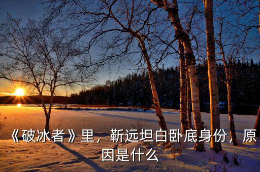《破冰者》里，靳遠(yuǎn)坦白臥底身份，原因是什么