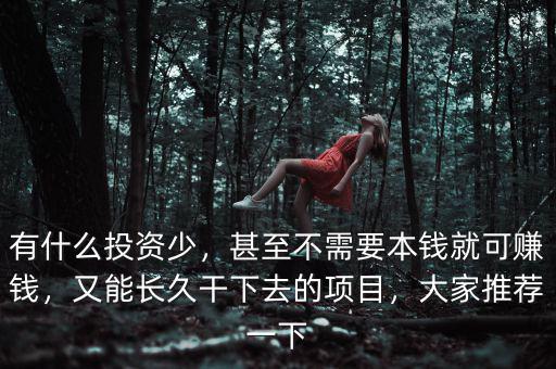 有什么投資少，甚至不需要本錢就可賺錢，又能長久干下去的項(xiàng)目，大家推薦一下