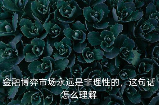 金融博弈市場永遠是非理性的，這句話怎么理解