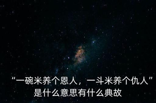 “一碗米養(yǎng)個恩人，一斗米養(yǎng)個仇人”是什么意思有什么典故