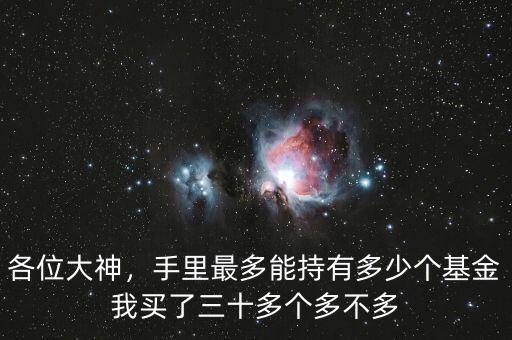 各位大神，手里最多能持有多少個(gè)基金我買了三十多個(gè)多不多