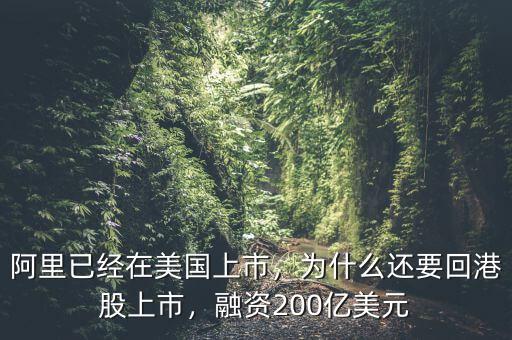 阿里已經(jīng)在美國上市，為什么還要回港股上市，融資200億美元