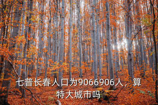 七普長春人口為9066906人，算特大城市嗎
