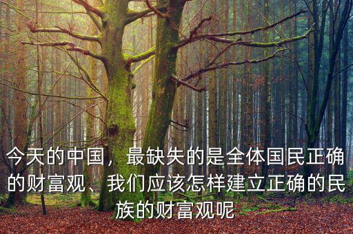 今天的中國(guó)，最缺失的是全體國(guó)民正確的財(cái)富觀、我們應(yīng)該怎樣建立正確的民族的財(cái)富觀呢