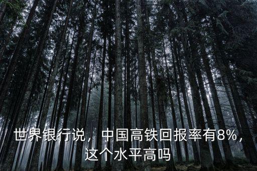 世界銀行說，中國高鐵回報(bào)率有8%，這個(gè)水平高嗎