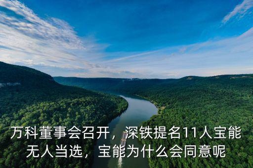 萬科董事會召開，深鐵提名11人寶能無人當(dāng)選，寶能為什么會同意呢
