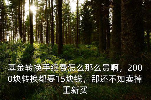基金轉換手續(xù)費怎么那么貴啊，2000塊轉換都要15塊錢，那還不如賣掉重新買
