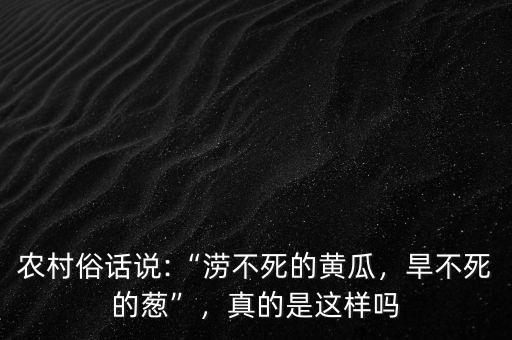 農(nóng)村俗話說(shuō):“澇不死的黃瓜，旱不死的蔥”，真的是這樣嗎