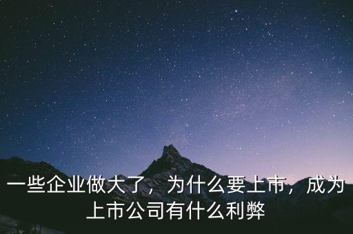 一些企業(yè)做大了，為什么要上市，成為上市公司有什么利弊