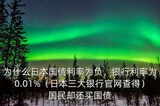 為什么日本國(guó)債利率為負(fù)，銀行利率為0.01%（日本三大銀行官網(wǎng)查得）國(guó)民卻還買國(guó)債