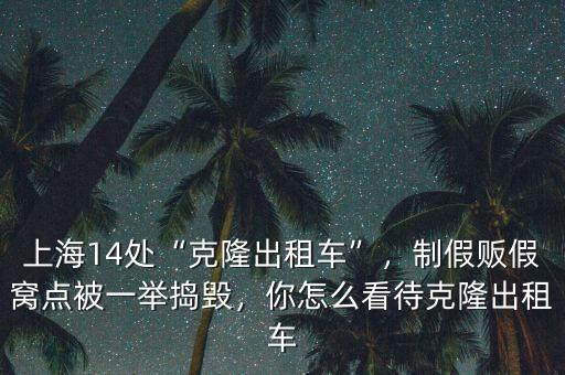 上海14處“克隆出租車”，制假販假窩點(diǎn)被一舉搗毀，你怎么看待克隆出租車